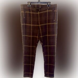 HUE Womens Size Large Brown Plaid Straight Leg pants